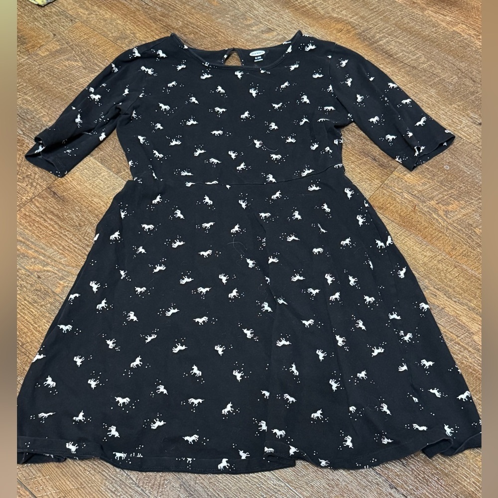 🌼4/$25🌼 Old Navy Youth Girls Black Dress with Unicorn Print